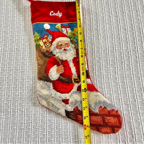 VTG Christmas Stocking Needlepoint Rooftop Santa - Cody - Picture 8 of 8